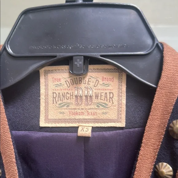 Vintage Double D Ranch Navy and Brown Ornate Trim with Studs Wool Blazer - Picture 2 of 5